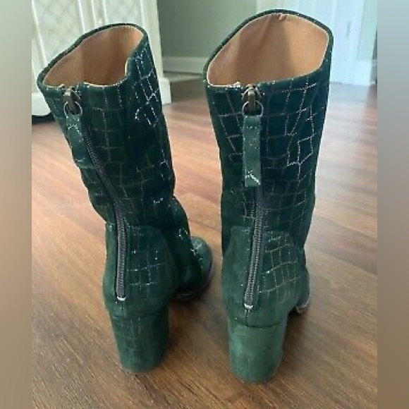 Free People Date Night Elle Block Heel Slouchy Boots Pine Diamonds - Picture 4 of 7